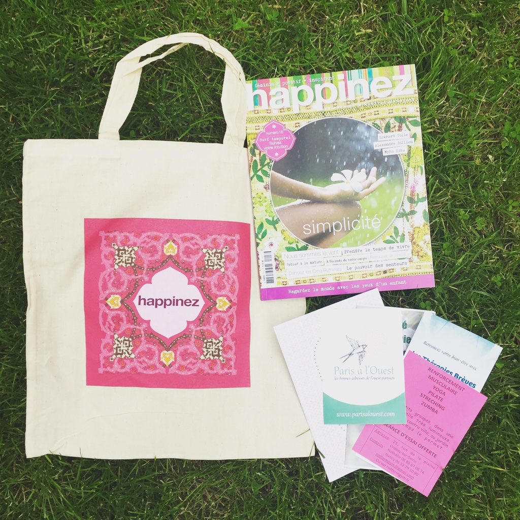 la sac cadeau des magazines Happinez et Simple Things