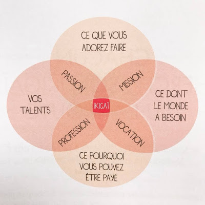 la roue de l'ikigai. la jonction de 4 critères à identifier