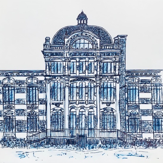 Château de Nanterre dessiné par Chrisnoti. Marché de Noël