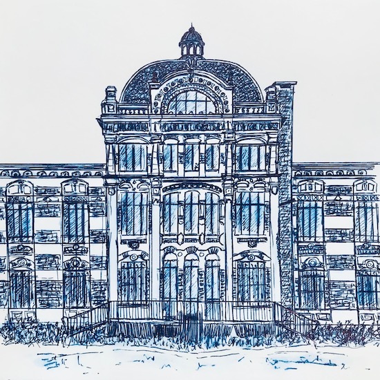 Château de Nanterre dessiné par Chrisnoti. Marché de Noël 