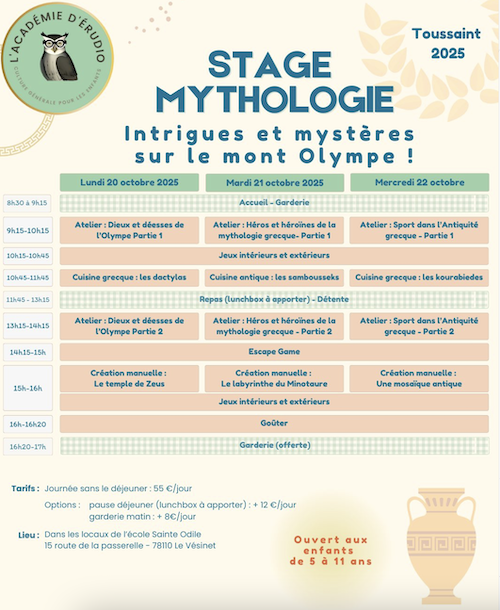 Stage mythologie pour enfants au Vésinet