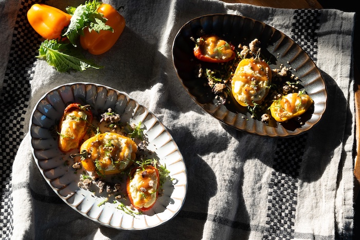 Mini poivrons farcis à la ricotta, parmesan